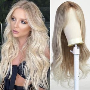 Long Curly Blonde Wig for Women Synthetic Hair 26 inches